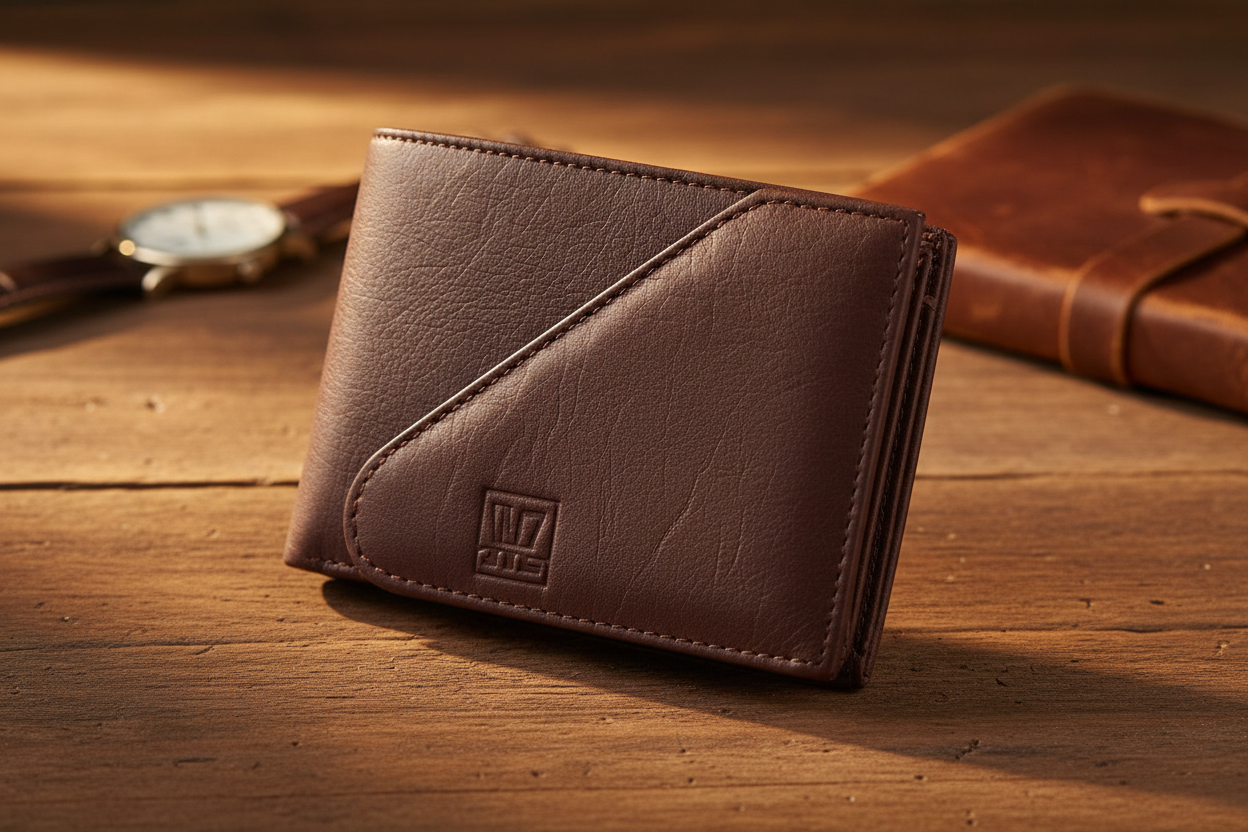 Men's PU Leather Wallet - Warm Artisanal Setting